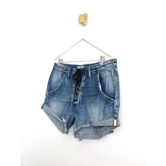 NEW! One Teaspoon Super Freaks Lace Up Cut Off Jean Shorts SZ 32 - Picture 6 of 11